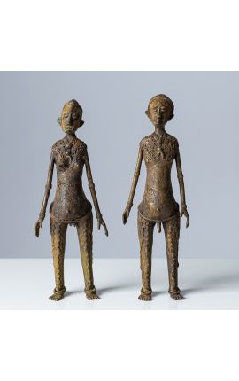 AFRIQUE Burkina Faso - couple Lobi statuette en bronze 01 achat art premier