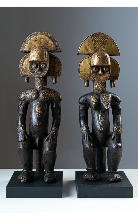 ART AFRICAIN TRIBAL, Achat art Africain, art premier, art tribal du GABON - Couple statuettes Kota 01.