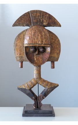 Art Africain, Art premier Reliquaire KOTA- Bois, Cuivre, Laiton - bwiti - Bakota - Gabon - 59 cm