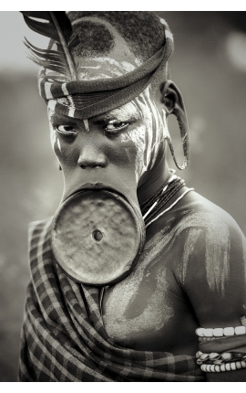 Omo Valley 05 tirage noir et blanc tribu autochtone Ethiopie